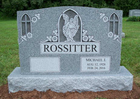 A tombstone with the word “Rossitter” engraved on it